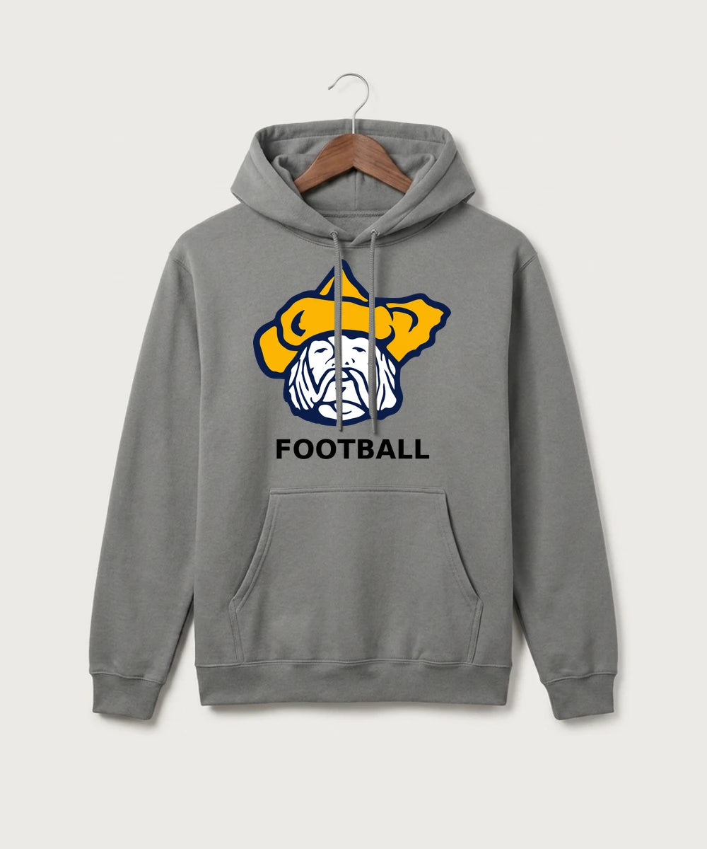 Polo HS Football general - Medium Grey Port & Co Core Fleece Pullover Hooded Sweatshirt. PC78H