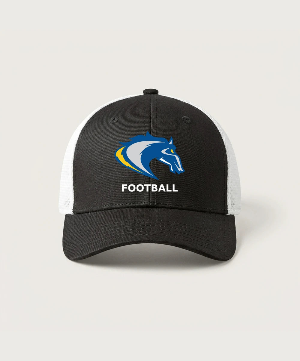 Riverside High School Football general - Black/ White New Era - Stretch Mesh Cap. NE1020