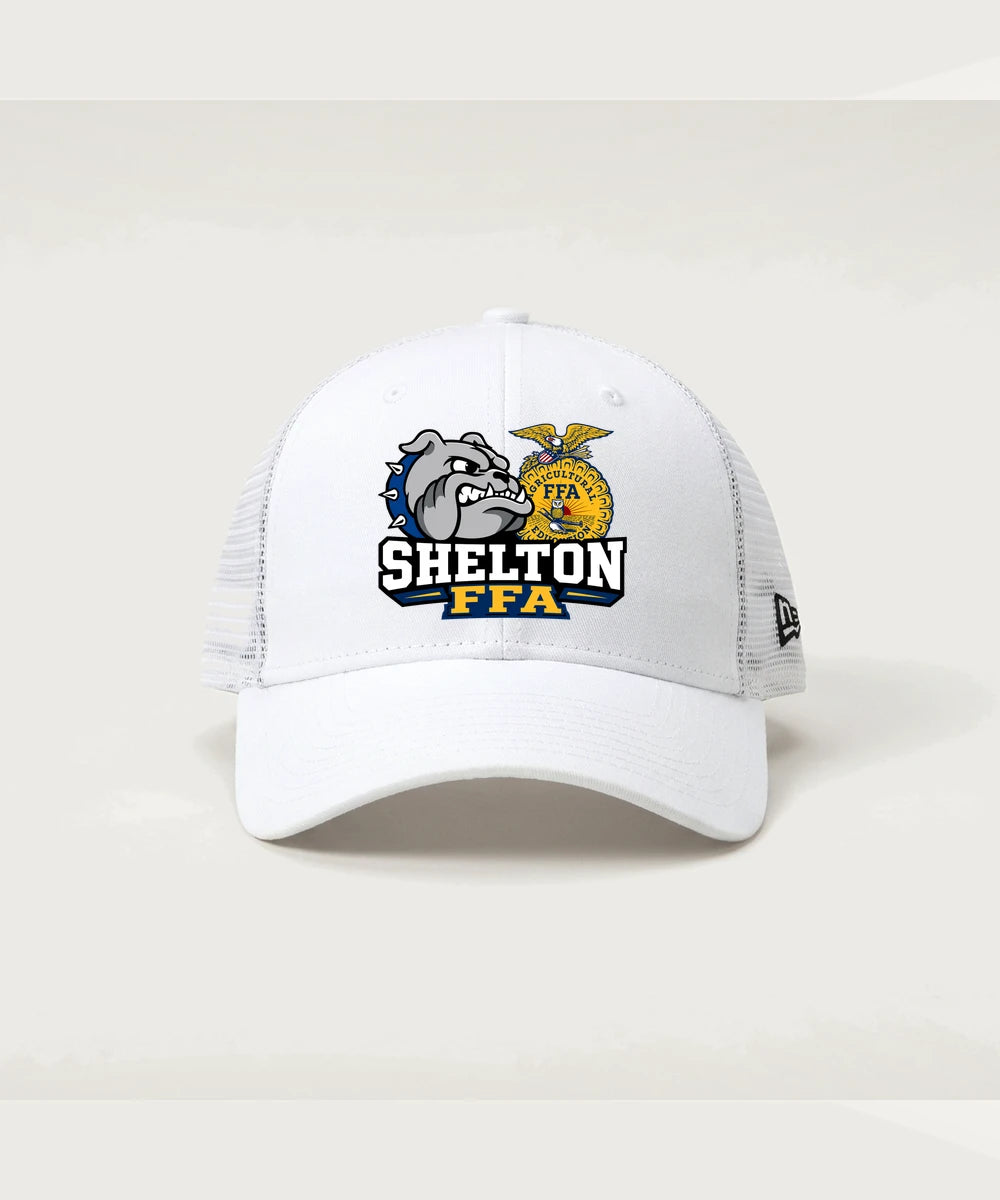 Shelton High School FFA general - Flag White/ White New Era - Stretch Mesh Cap. NE1020