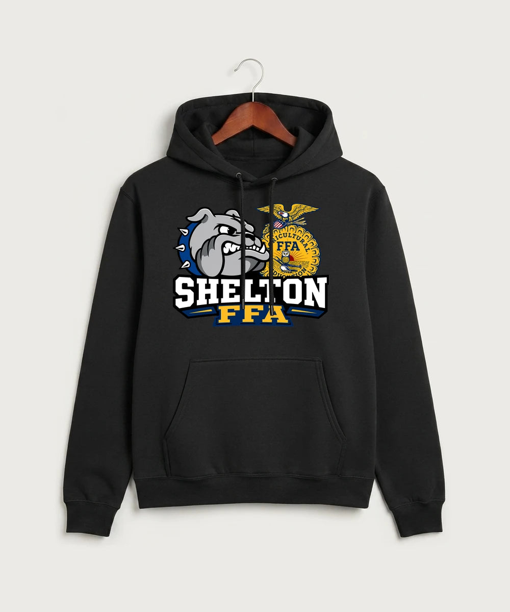 Shelton High School FFA general - Jet Black Port & Co Core Fleece Pullover Hooded Sweatshirt. PC78H