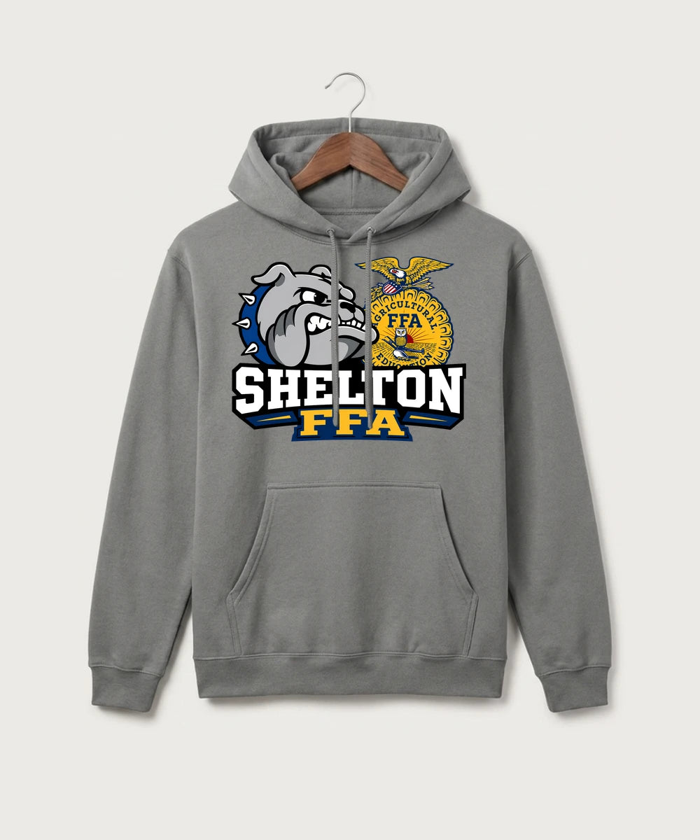 Shelton High School FFA general - Medium Grey Port & Co Core Fleece Pullover Hooded Sweatshirt. PC78H