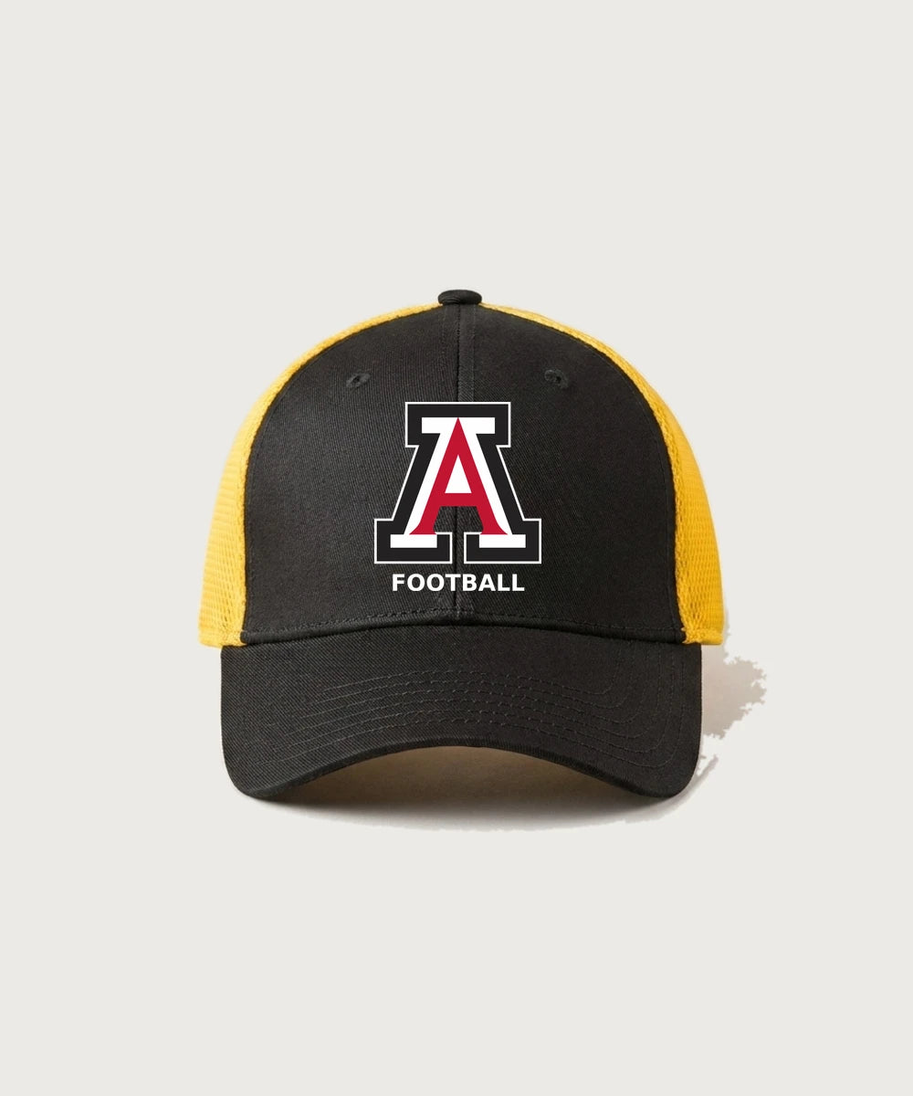 Amboy Football general - Black/ Gold New Era - Stretch Mesh Cap. NE1020