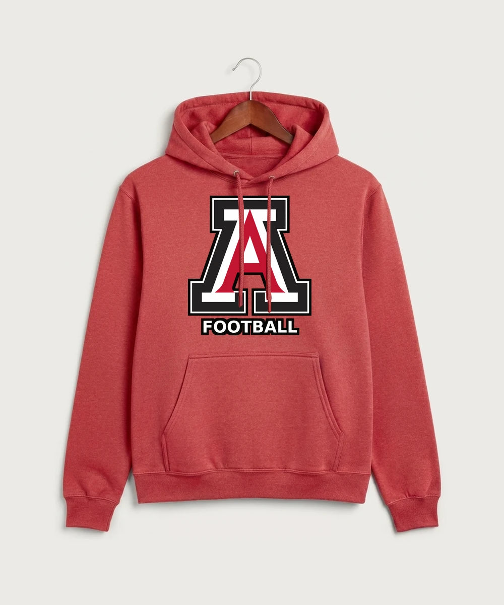 Amboy Football general - Heather Red Port & Co Core Fleece Pullover Hooded Sweatshirt. PC78H