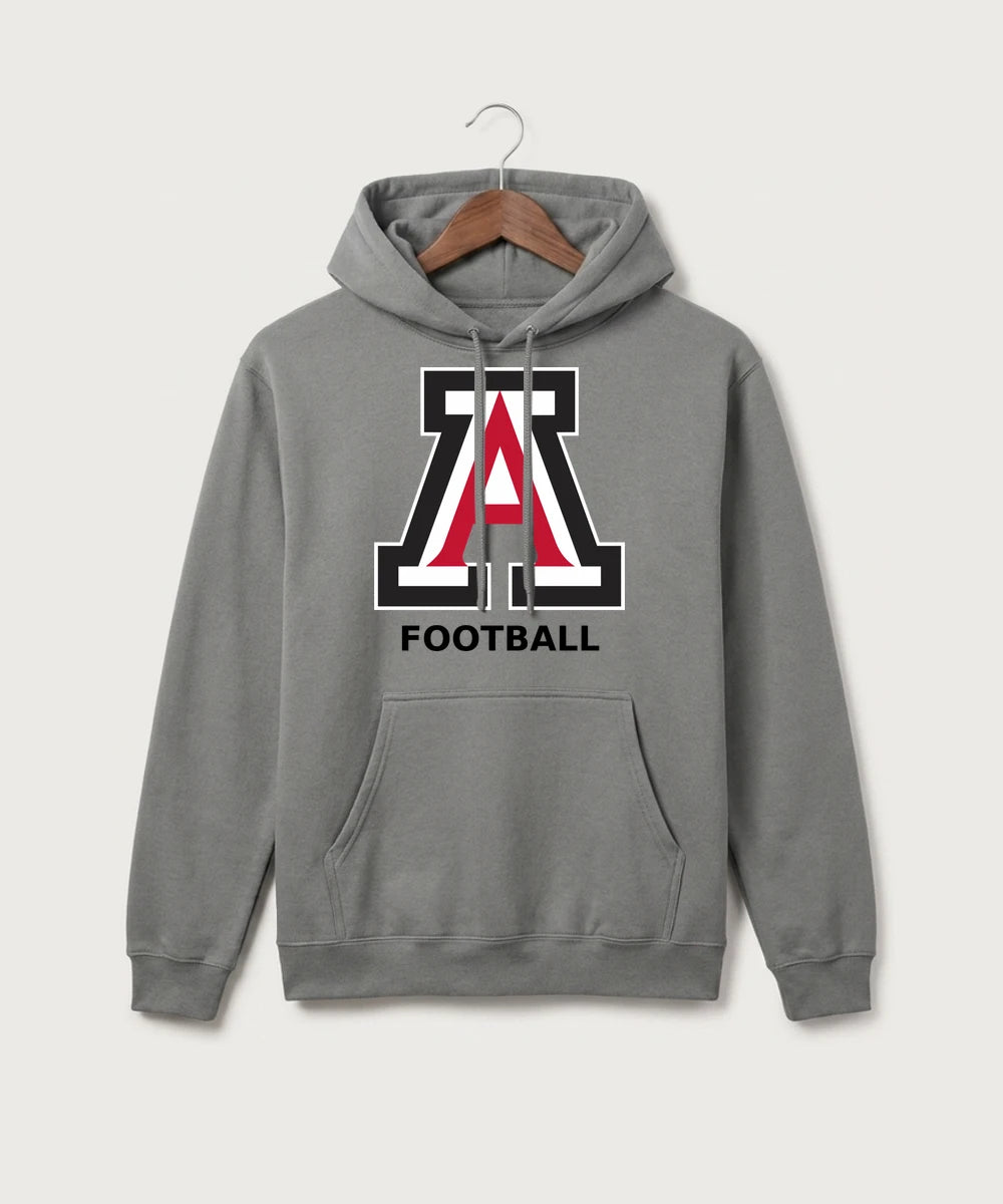 Amboy Football general - Medium Grey Port & Co Core Fleece Pullover Hooded Sweatshirt. PC78H