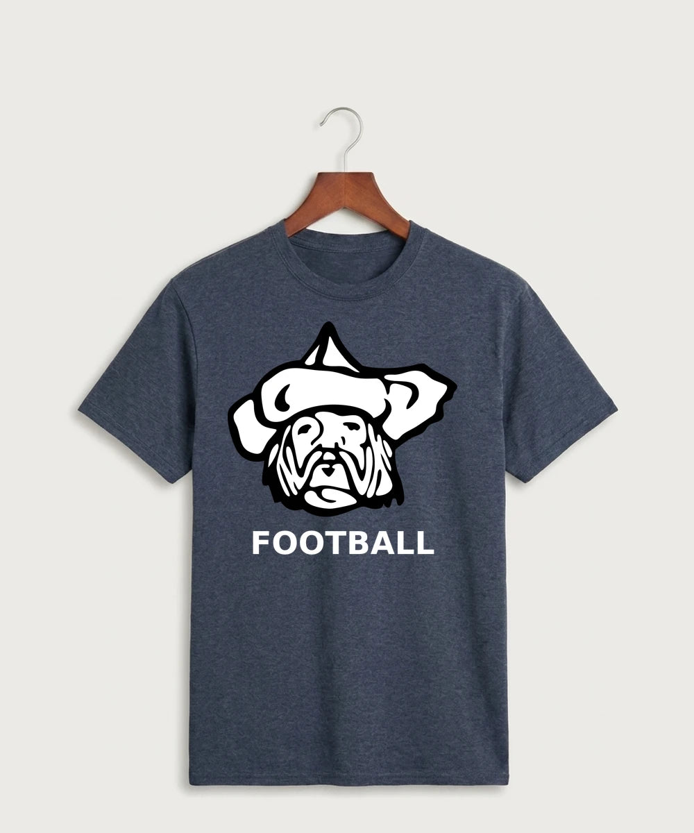 Polo HS Football general - Heather Navy Port & Co Core Cotton Tee. PC54