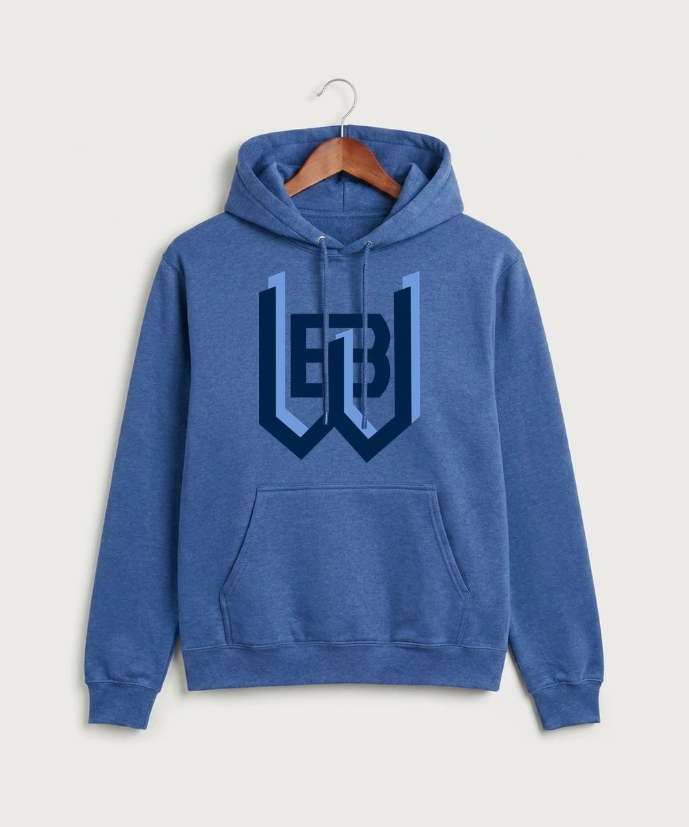 West Bend West High School Football - Heather Royal Port & Co Core Fleece Pullover Hooded Sweatshirt. PC78H