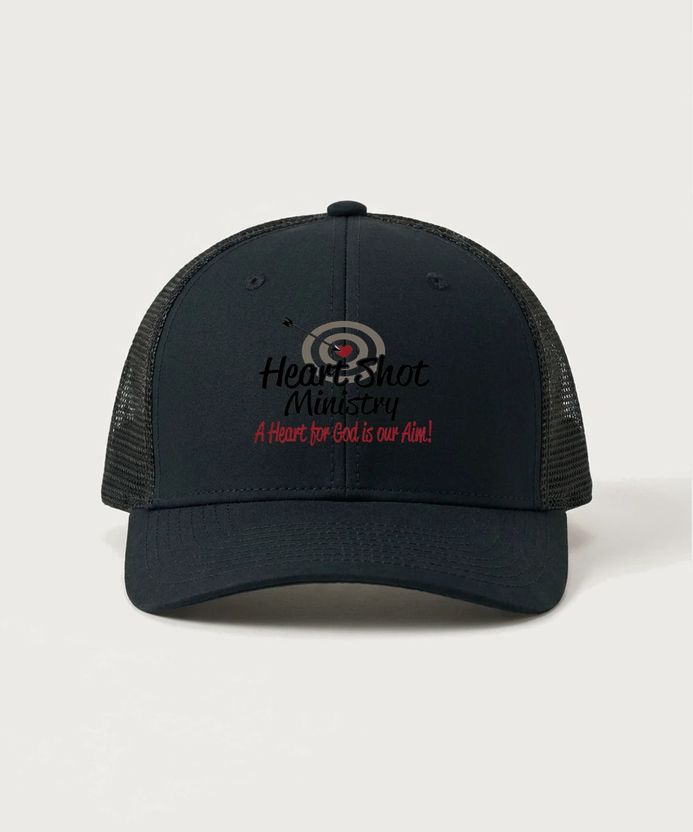 Heart Shot Ministry Archery Team Store - Black/ Black Sport-Tek Club Trucker Cap STC46