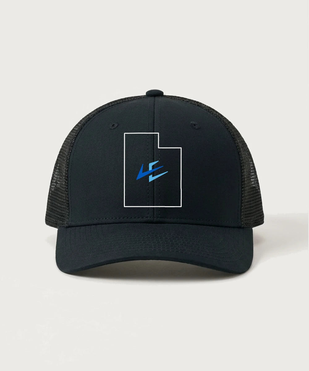 Leading Edge Utah Team Store - Black/ Black Sport-Tek Club Trucker Cap STC46