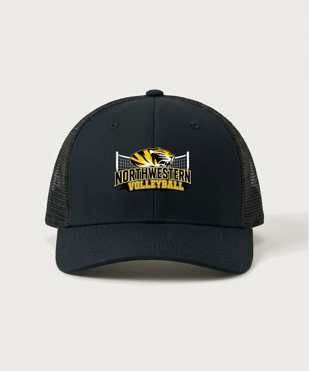 Northwestern Volleyball - Black/ Black Sport-Tek Club Trucker Cap STC46