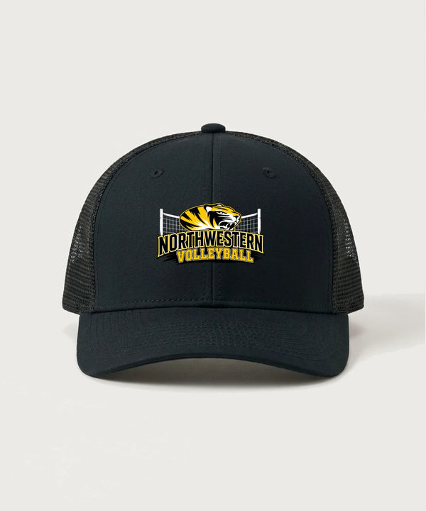 Northwestern Volleyball - Black/ Black Sport-Tek Club Trucker Cap STC46