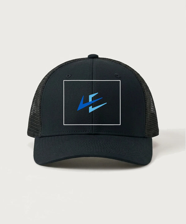 Leading Edge Wyoming Team Store - Black/ Black Sport-Tek Club Trucker Cap STC46