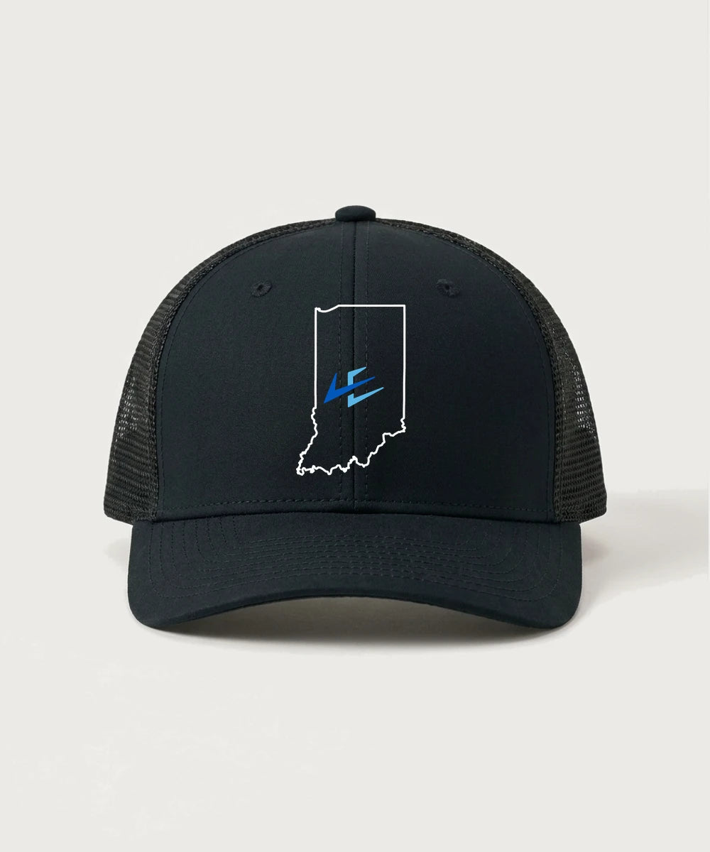 Leading Edge Indiana Team Store - Black/ Black Sport-Tek Club Trucker Cap STC46