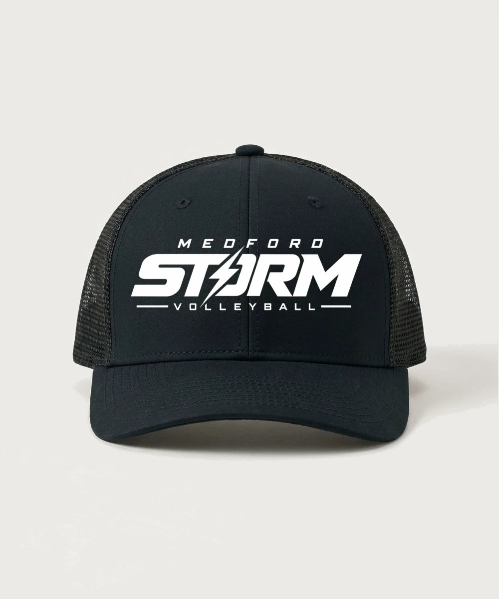 Medford Storm High School Volleyball Team Store - Black/ Black Sport-Tek Club Trucker Cap STC46