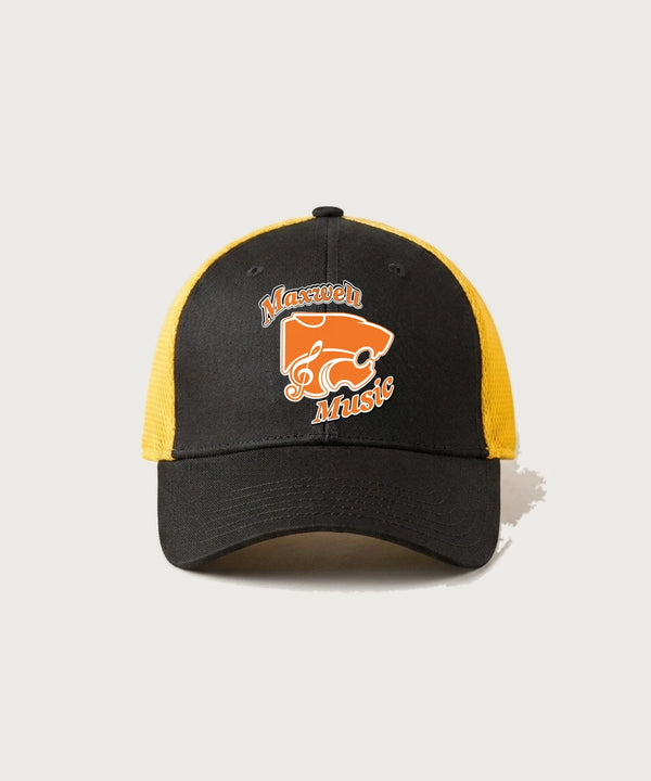 Maxwell High School Music (Instrumental) Team Store - Black/ Gold New Era - Stretch Mesh Cap. NE1020
