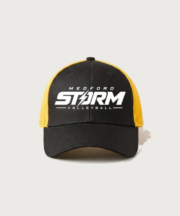 Medford Storm High School Volleyball Team Store - Black/ Gold New Era - Stretch Mesh Cap. NE1020