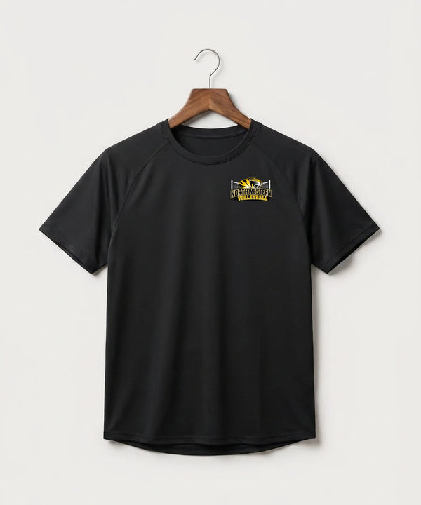 Northwestern Volleyball - Black Tee - Left Chest