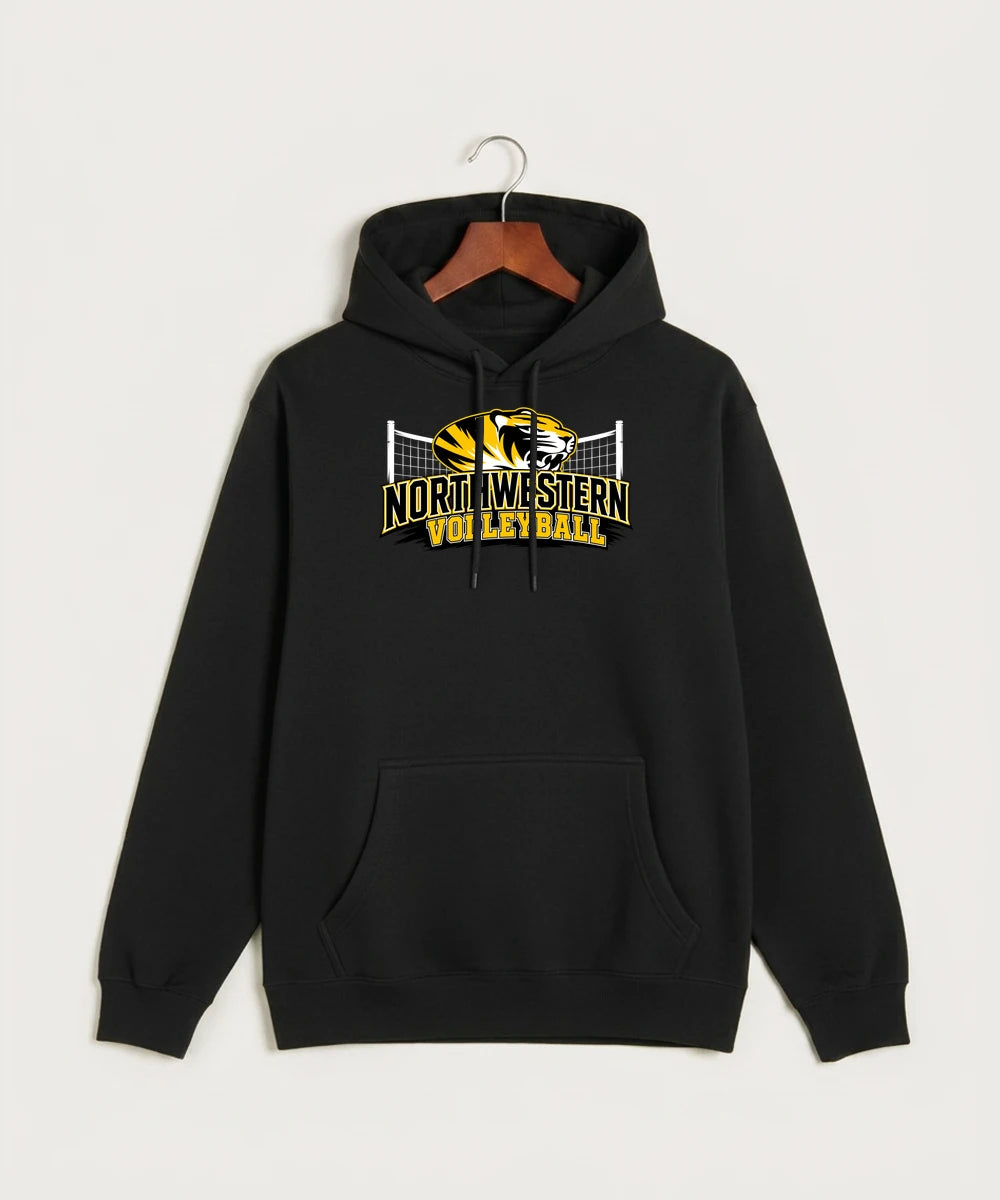 Northwestern Volleyball - Black Hoodie Value - Full Front