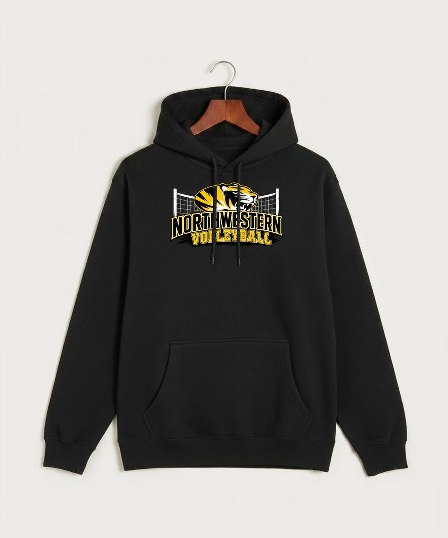 Northwestern Volleyball - Black Hoodie Value - Full Front