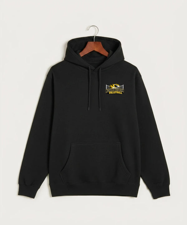 Northwestern Volleyball - Black Hoodie Value - Left Chest