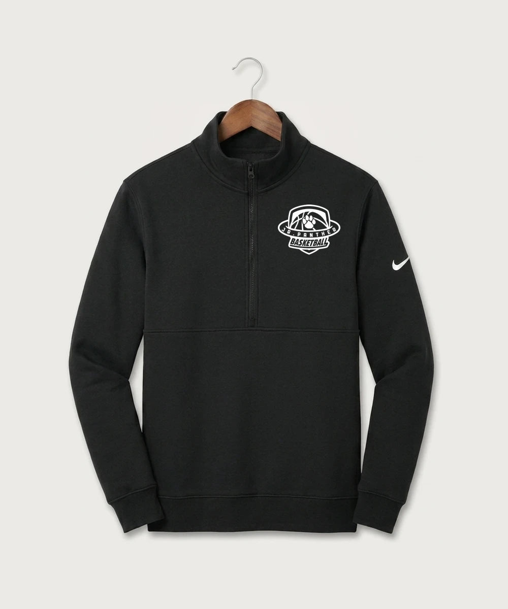 Jr Panther Basketball - Black Nike Club Fleece Sleeve Swoosh 1/2-Zip NKDX6718