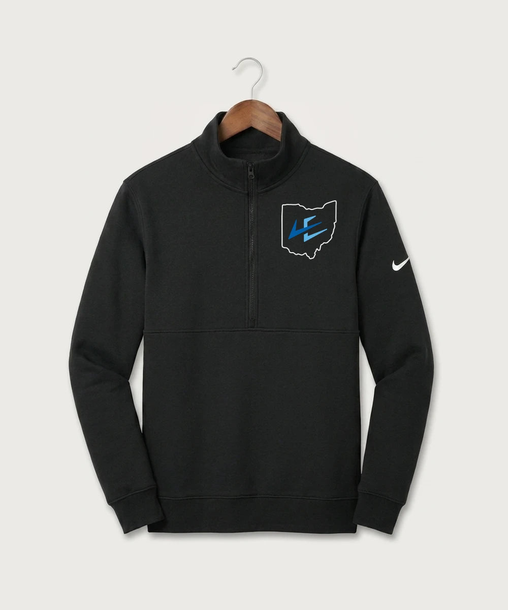 Leading Edge Ohio Team Store - Black Nike Club Fleece Sleeve Swoosh 1/2-Zip NKDX6718