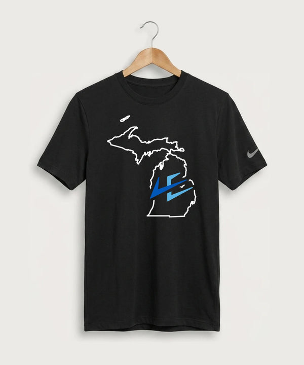 Leading Edge Michigan Team Store - Black Nike Swoosh Sleeve rLegend Tee NKDX8730