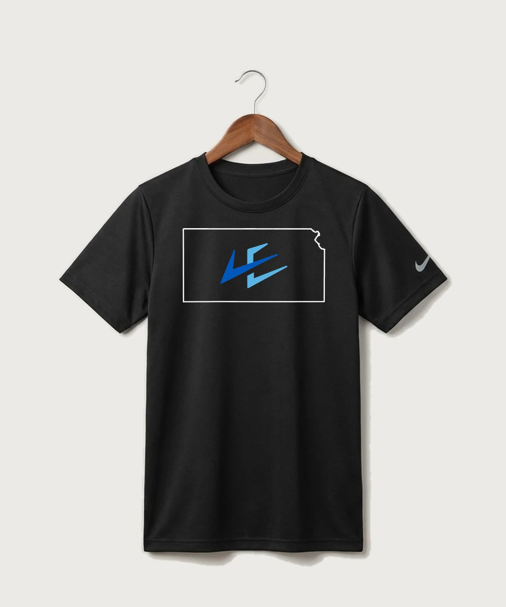 Leading Edge Kansas Team Store - Black Nike Youth Swoosh Sleeve rLegend Tee NKDX8787