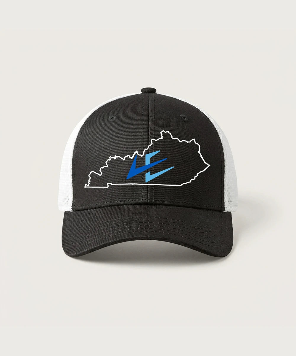 Leading Edge Kentucky Team Store - Black/ White New Era - Stretch Mesh Cap. NE1020