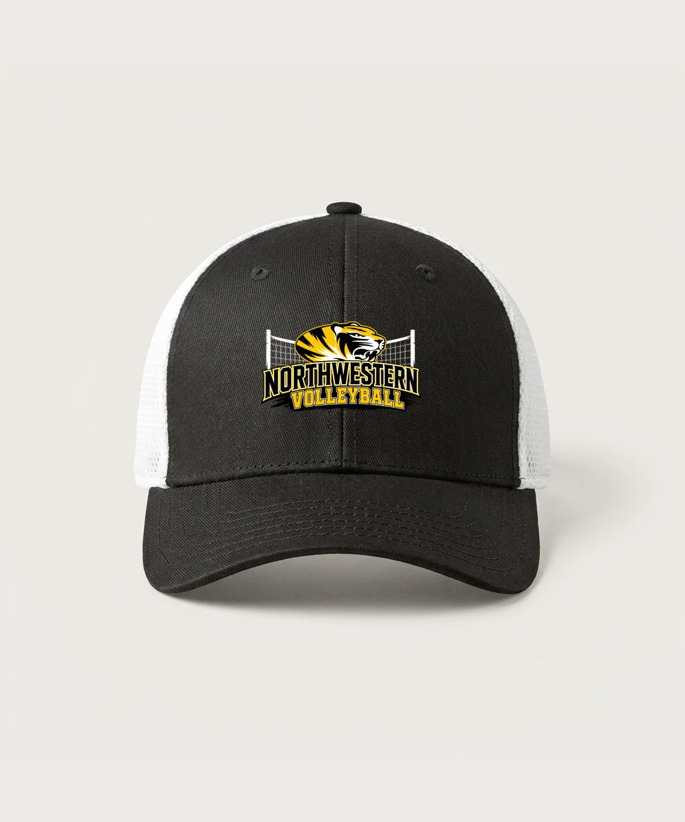 Northwestern Volleyball - Black/ White New Era - Stretch Mesh Cap. NE1020