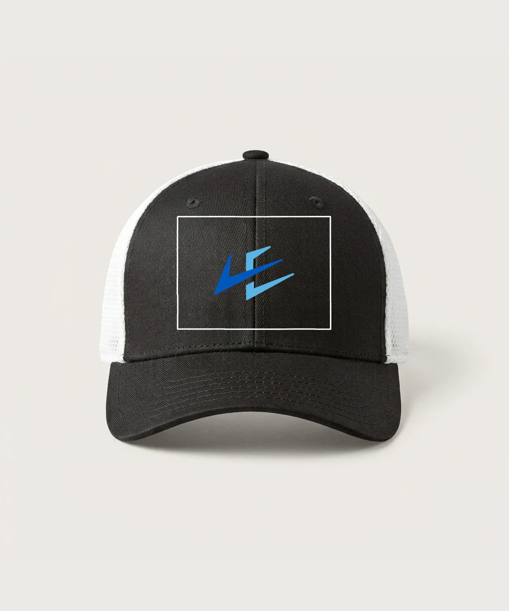 Leading Edge Colorado Team Store - Black/ White New Era - Stretch Mesh Cap. NE1020