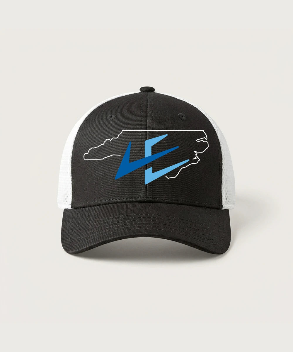 Leading Edge North Carolina Team Store - Black/ White New Era - Stretch Mesh Cap. NE1020