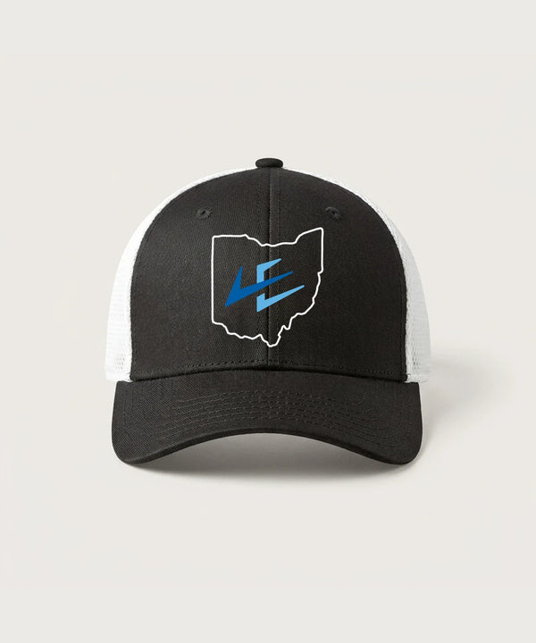 Leading Edge Ohio Team Store - Black/ White New Era - Stretch Mesh Cap. NE1020