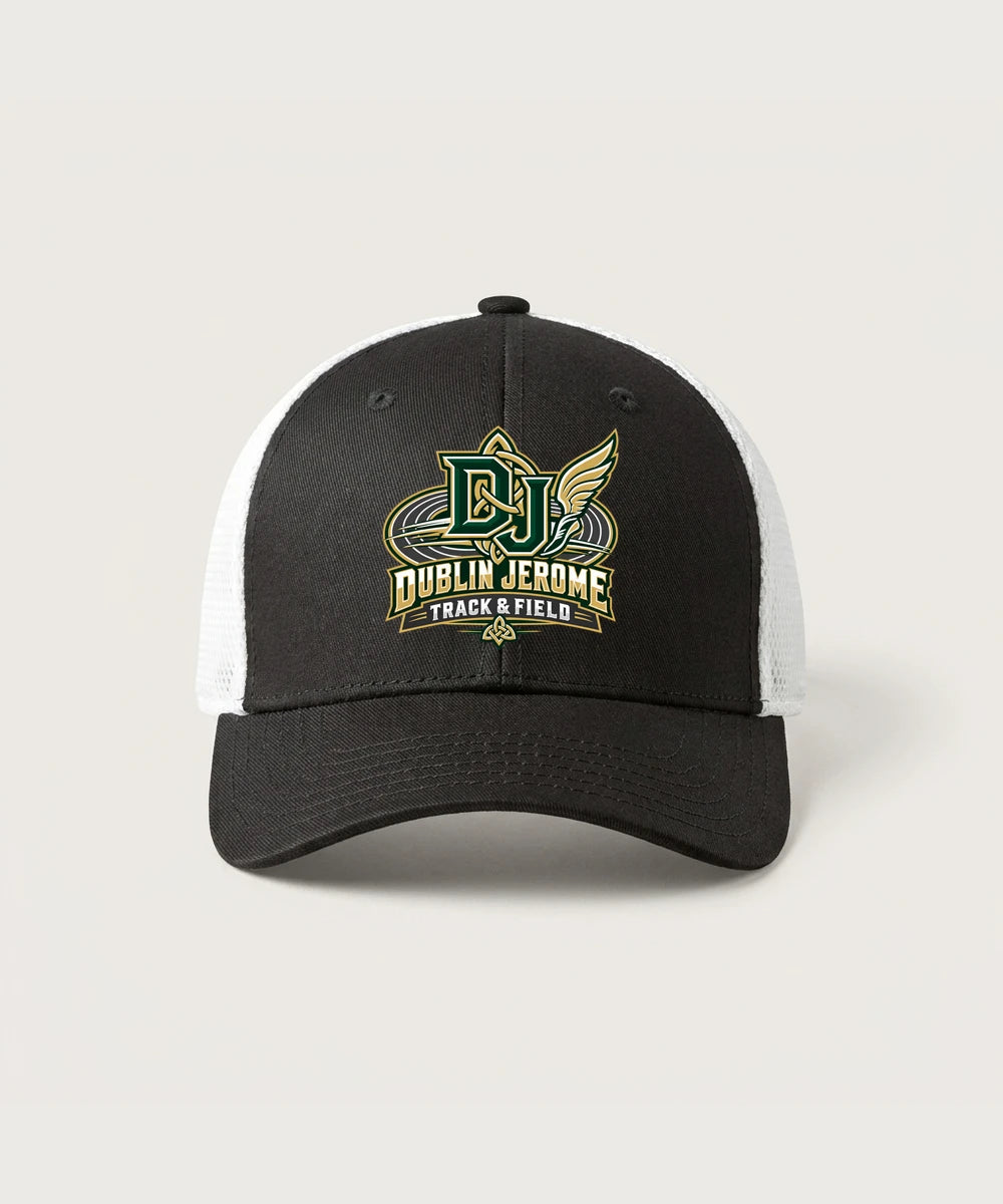 Dublin Jerome Track & Field Team Store - Black/ White New Era - Stretch Mesh Cap. NE1020
