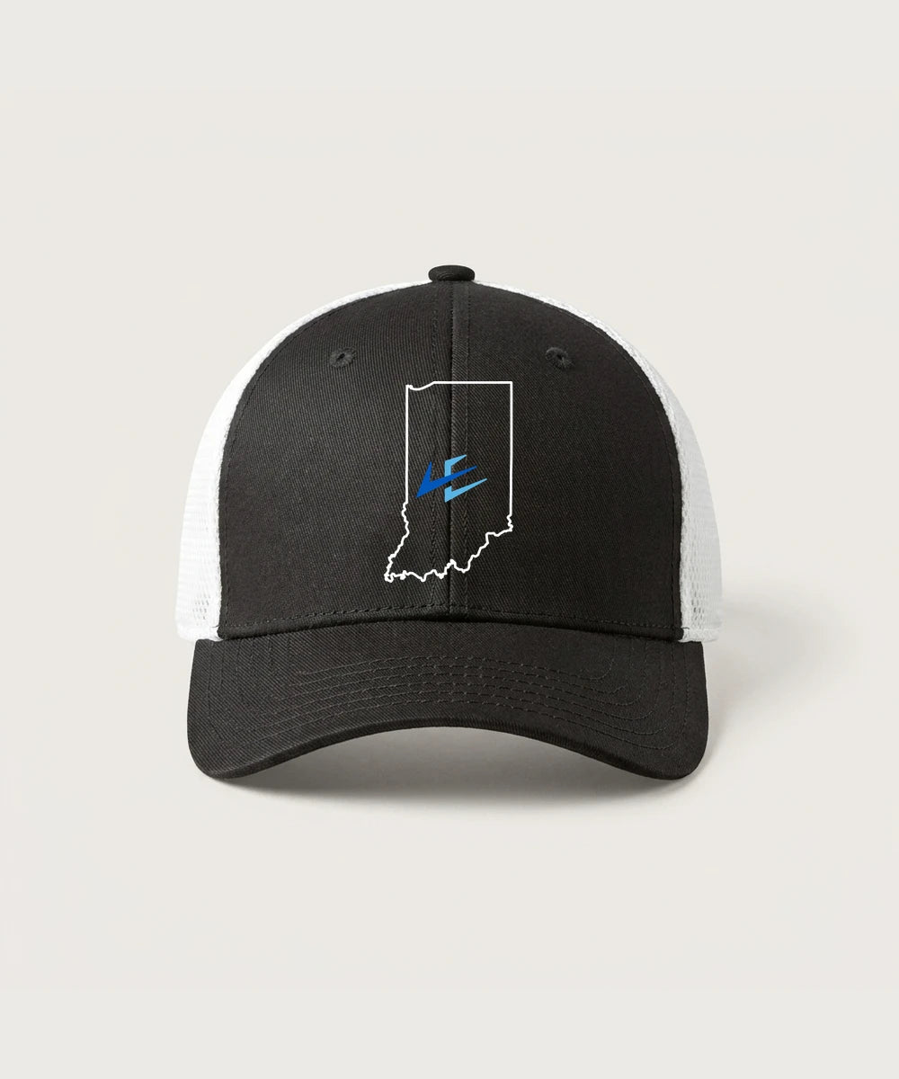 Leading Edge Indiana Team Store - Black/ White New Era - Stretch Mesh Cap. NE1020