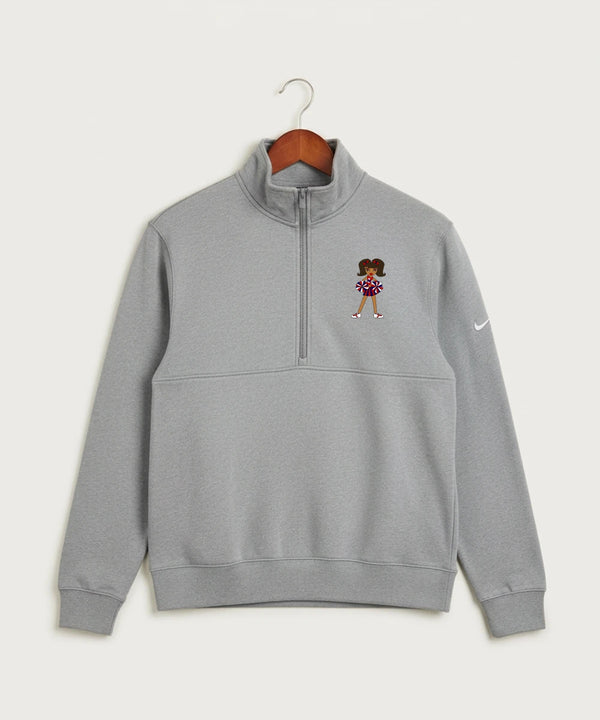 Independence High School Cheer Team - Dark Grey Heather Nike Club Fleece Sleeve Swoosh 1/2-Zip NKDX6718