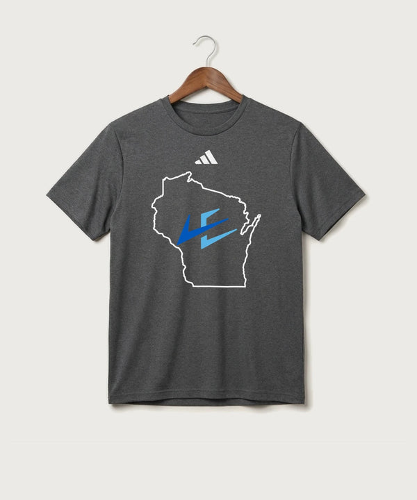 Leading Edge Wisconsin Team Store - Dark Grey Heather/ White Men's Pregame T-Shirt
