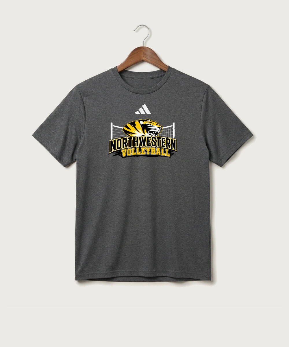 Northwestern Volleyball - Dark Grey Heather/ White Men's Pregame T-Shirt