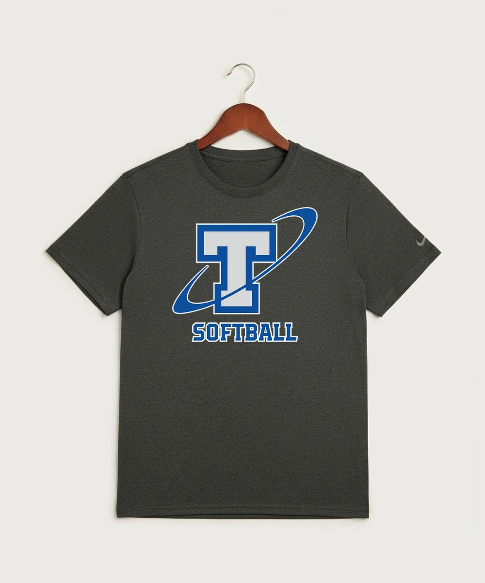 Papillion La Vista South Titan Softball Team Store - Dark Smoke Heather Nike Swoosh Sleeve rLegend Tee NKDX8730
