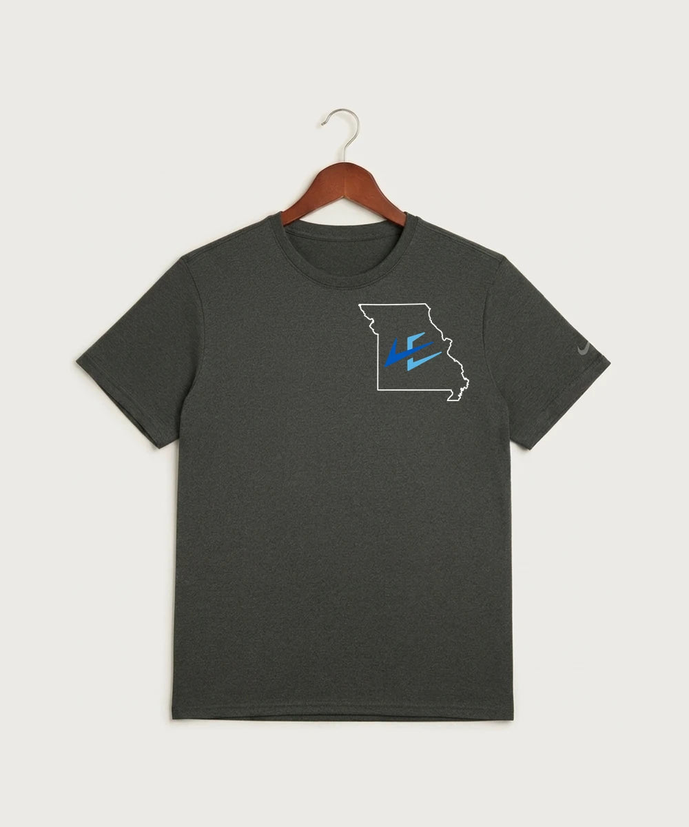 Leading Edge Missouri Team Store - Dark Smoke Heather Nike Swoosh Sleeve rLegend Tee NKDX8730