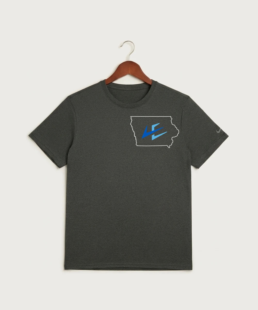 Leading Edge Iowa Team Store - Dark Smoke Heather Nike Swoosh Sleeve rLegend Tee NKDX8730