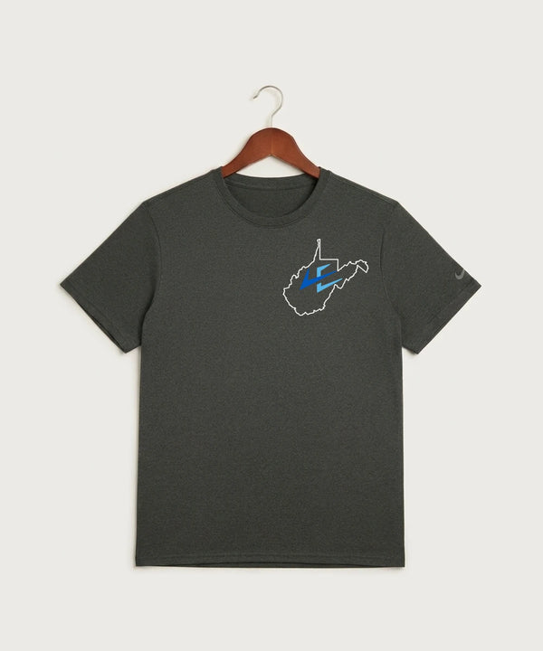 Leading Edge West Virginia Team Store - Dark Smoke Heather Nike Swoosh Sleeve rLegend Tee NKDX8730