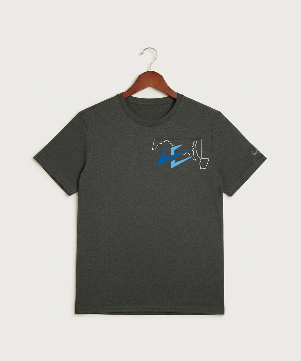 Leading Edge Maryland Team Store - Dark Smoke Heather Nike Swoosh Sleeve rLegend Tee NKDX8730