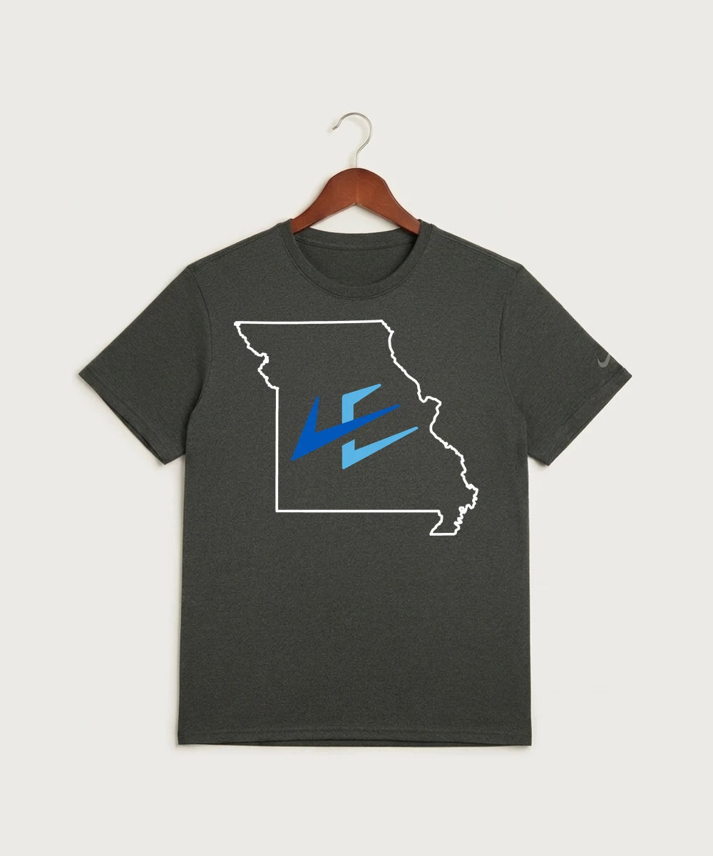 Leading Edge Missouri Team Store - Dark Smoke Heather Nike Swoosh Sleeve rLegend Tee NKDX8730