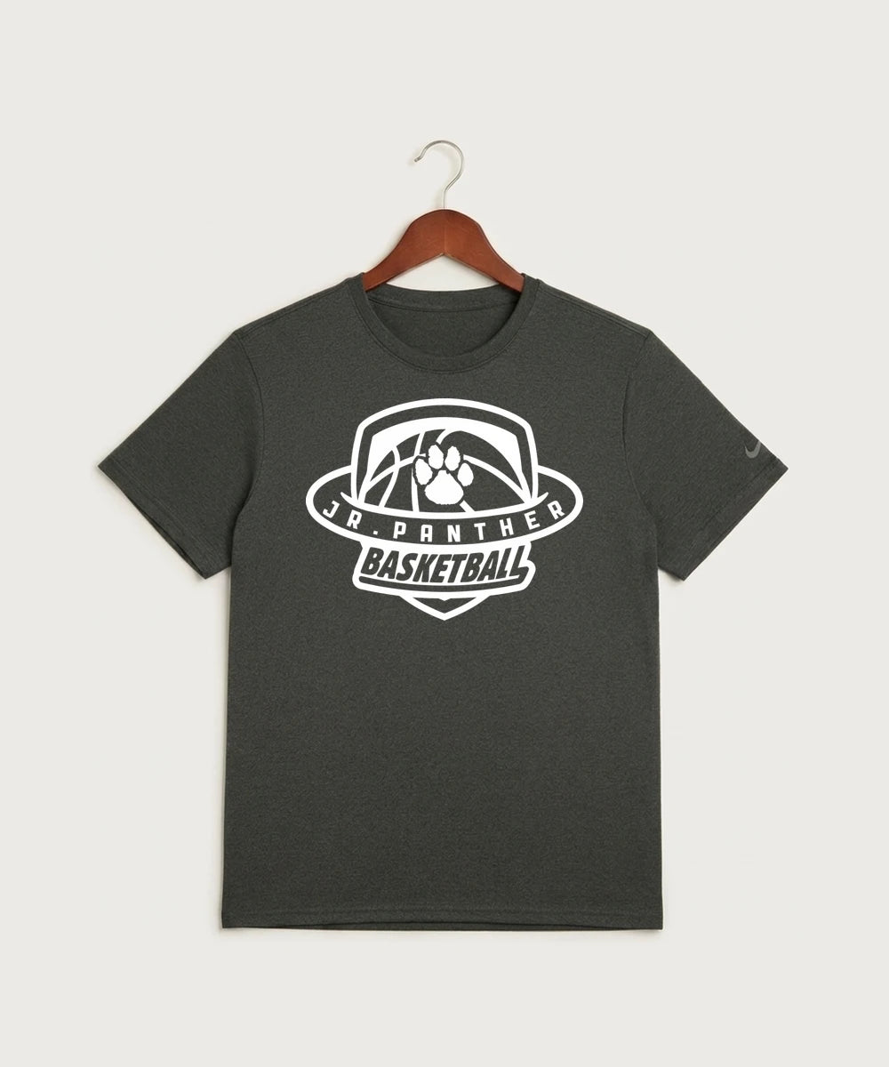 Jr Panther Basketball - Dark Smoke Heather Nike Swoosh Sleeve rLegend Tee NKDX8730