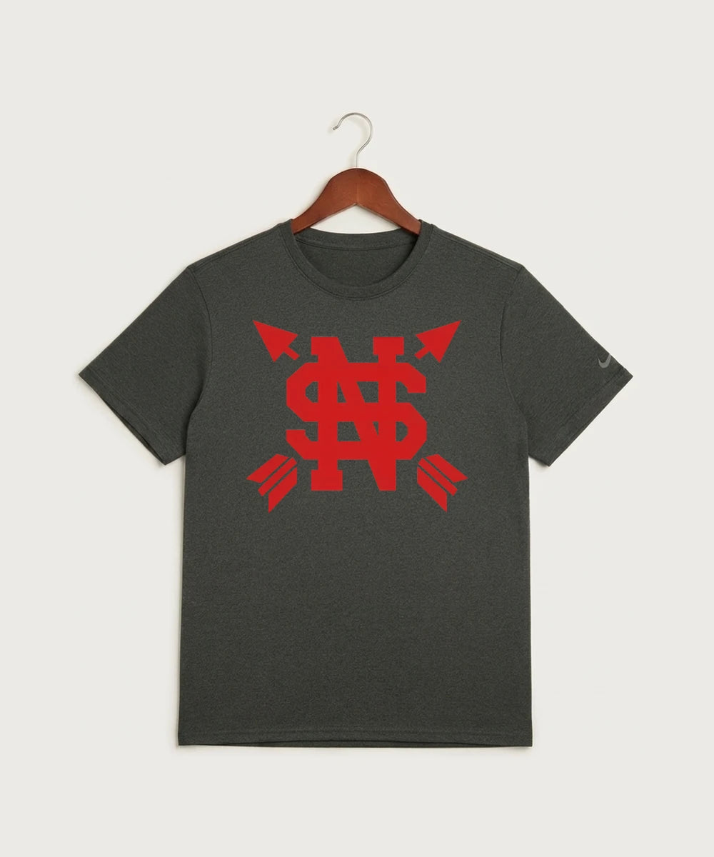 Lancer Archer Club Archery Team Store - Dark Smoke Heather Nike Swoosh Sleeve rLegend Tee NKDX8730