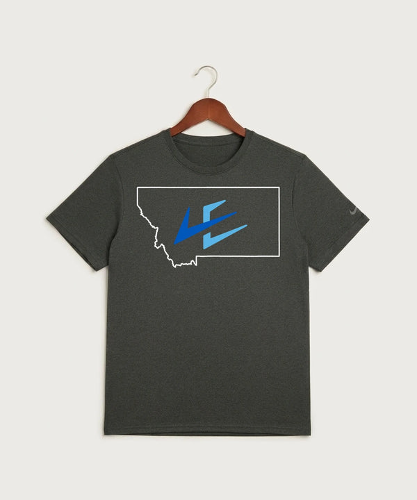 Leading Edge Montana Team Store - Dark Smoke Heather Nike Swoosh Sleeve rLegend Tee NKDX8730