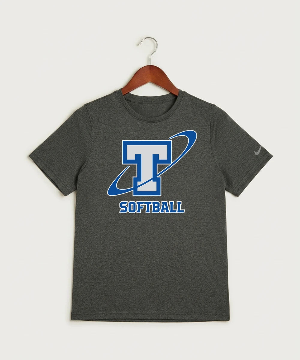 Papillion La Vista South Titan Softball Team Store - Dark Smoke Heather Nike Youth Swoosh Sleeve rLegend Tee NKDX8787