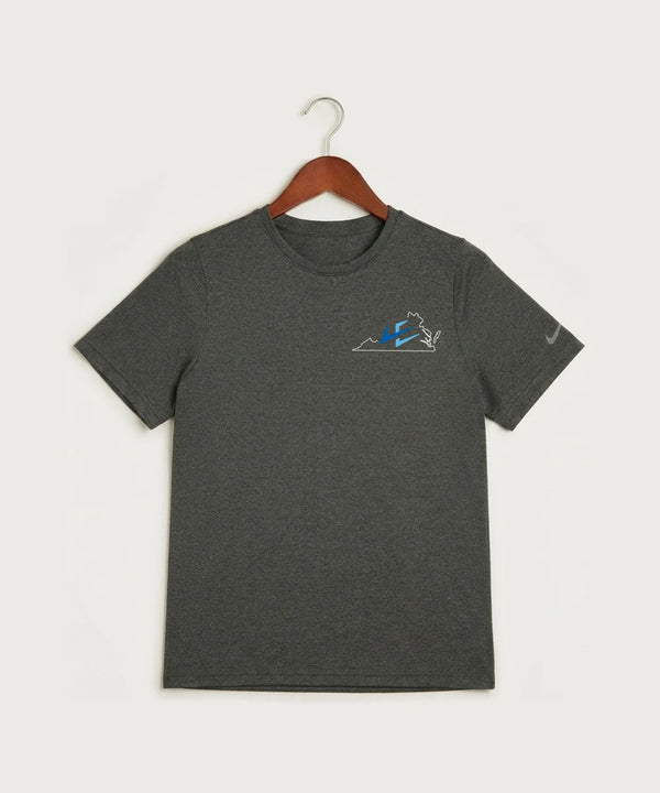 Leading Edge Virginia Team Store - Dark Smoke Heather Nike Youth Swoosh Sleeve rLegend Tee NKDX8787
