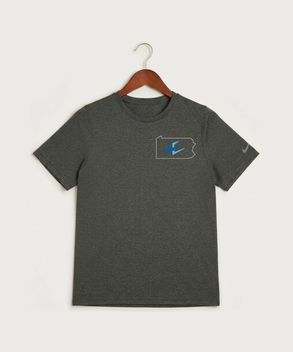 Leading Edge Pennsylvania Team Store - Dark Smoke Heather Nike Youth Swoosh Sleeve rLegend Tee NKDX8787
