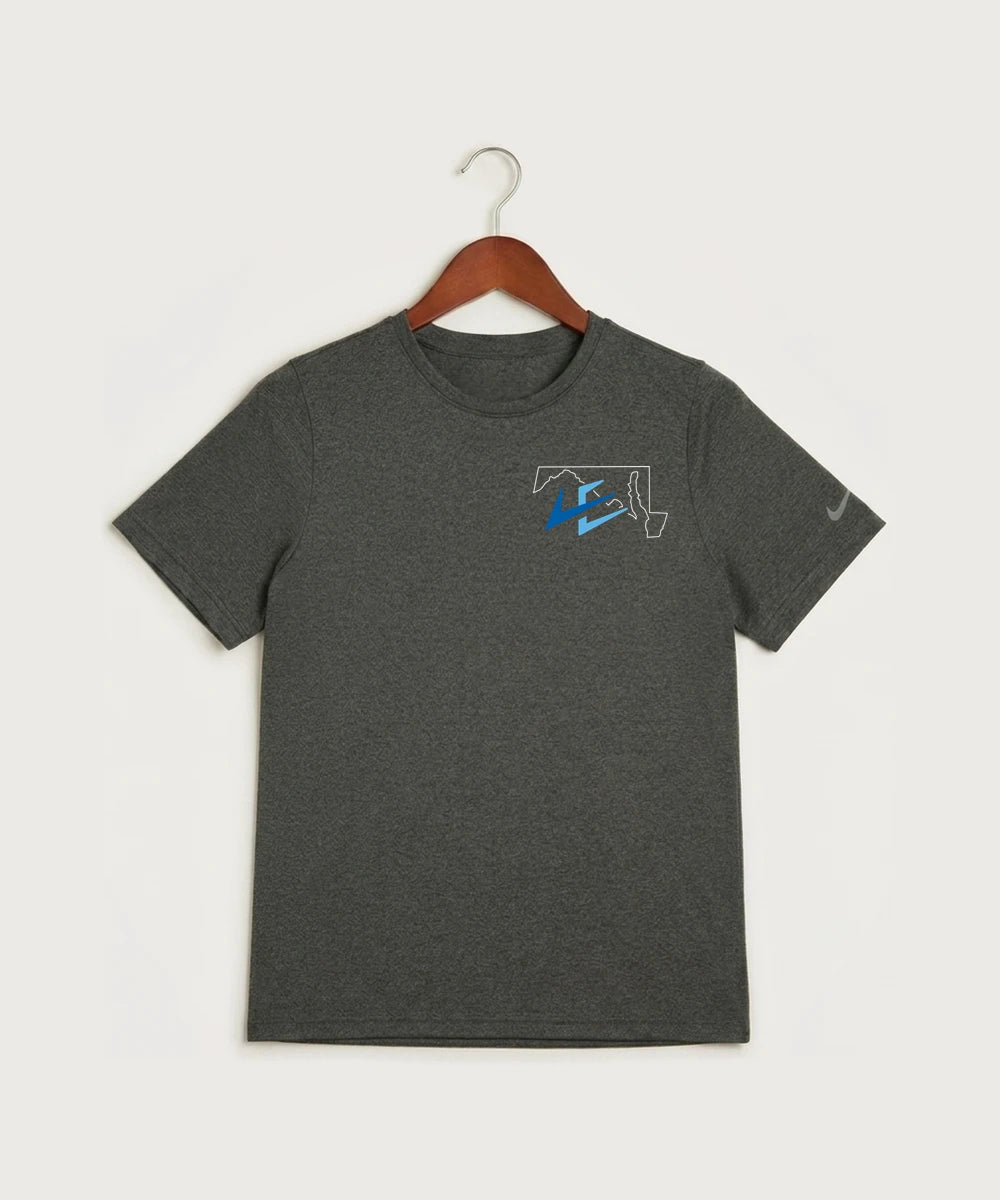 Leading Edge Maryland Team Store - Dark Smoke Heather Nike Youth Swoosh Sleeve rLegend Tee NKDX8787